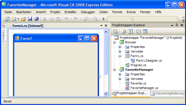 Windows Forms-Anwendung mit Ansicht-Designer