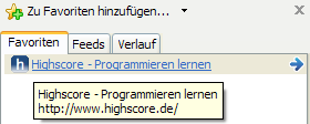 www.highscore.de als Favorit im Internet Explorer